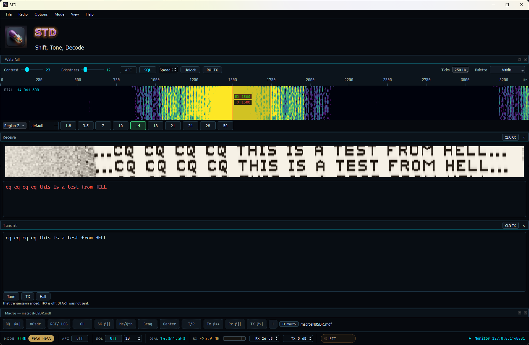 Feld Hell test tape in STD